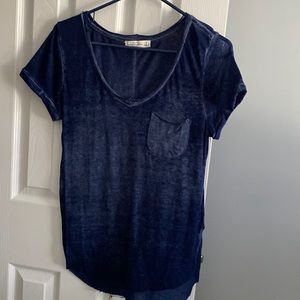 Abercrombie and Fitch Semi-distressed navy blue t-shirt